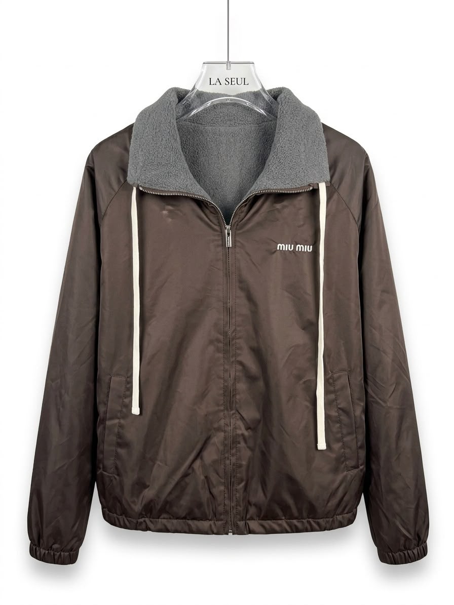Grey and brown Miu Miu double-face jacket