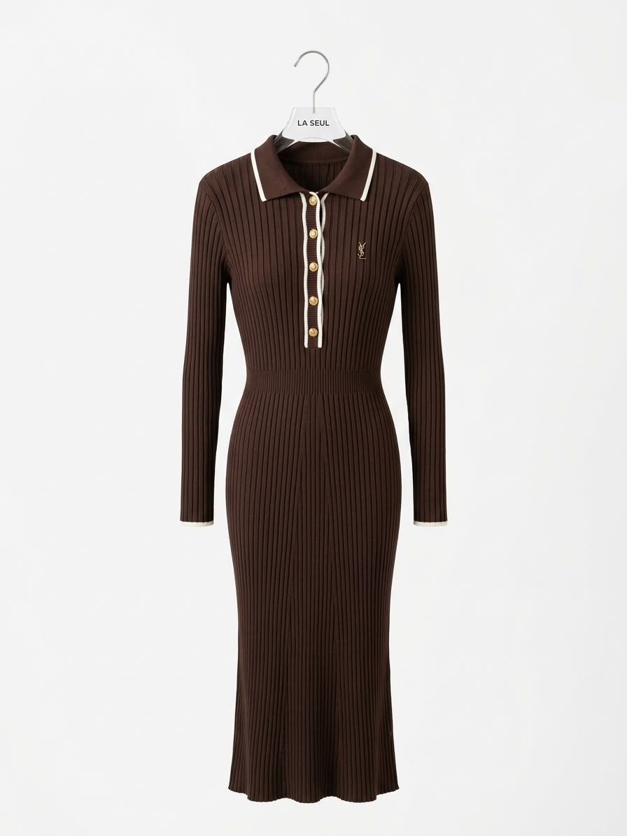 YSL brown long dress