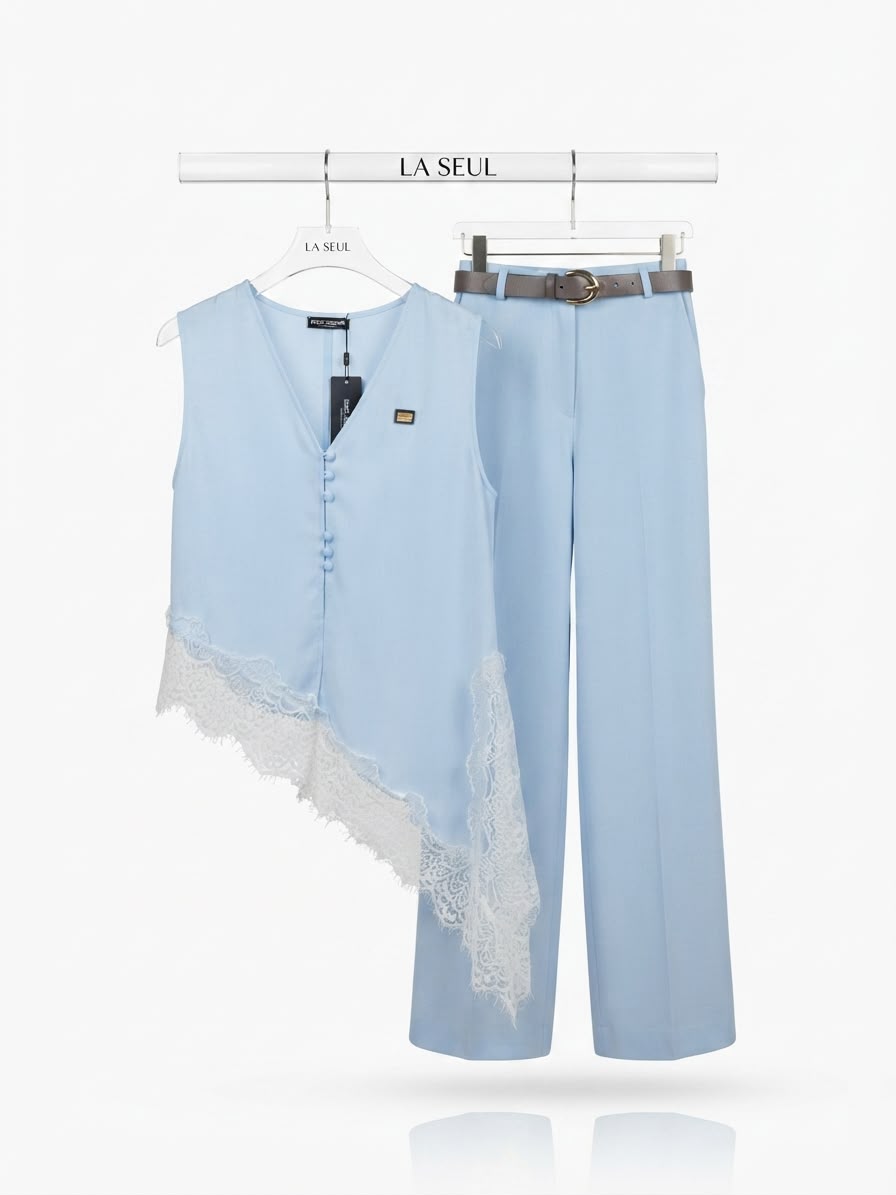 Set Vest D&G Baby Blue Ruffled