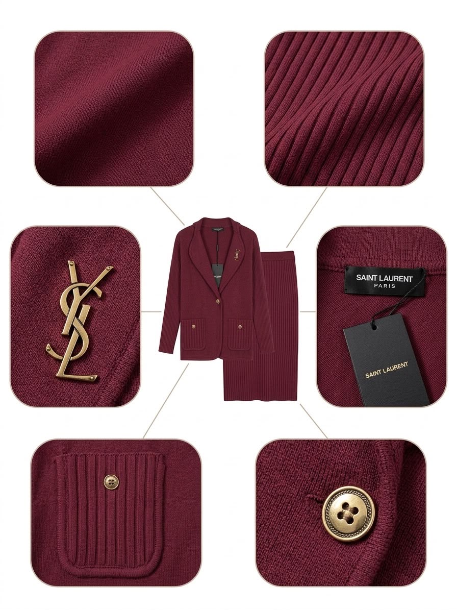 YSL Lycra suit Burgundy