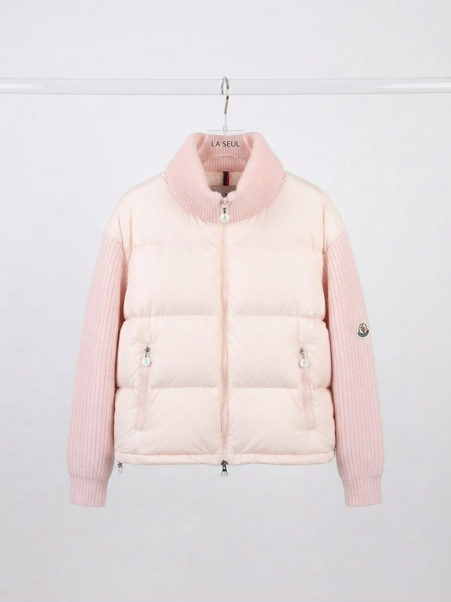 Moncler pink double-material jacket