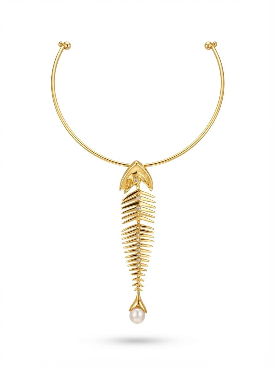 Golden Fishbone Neclace schiaparelli
