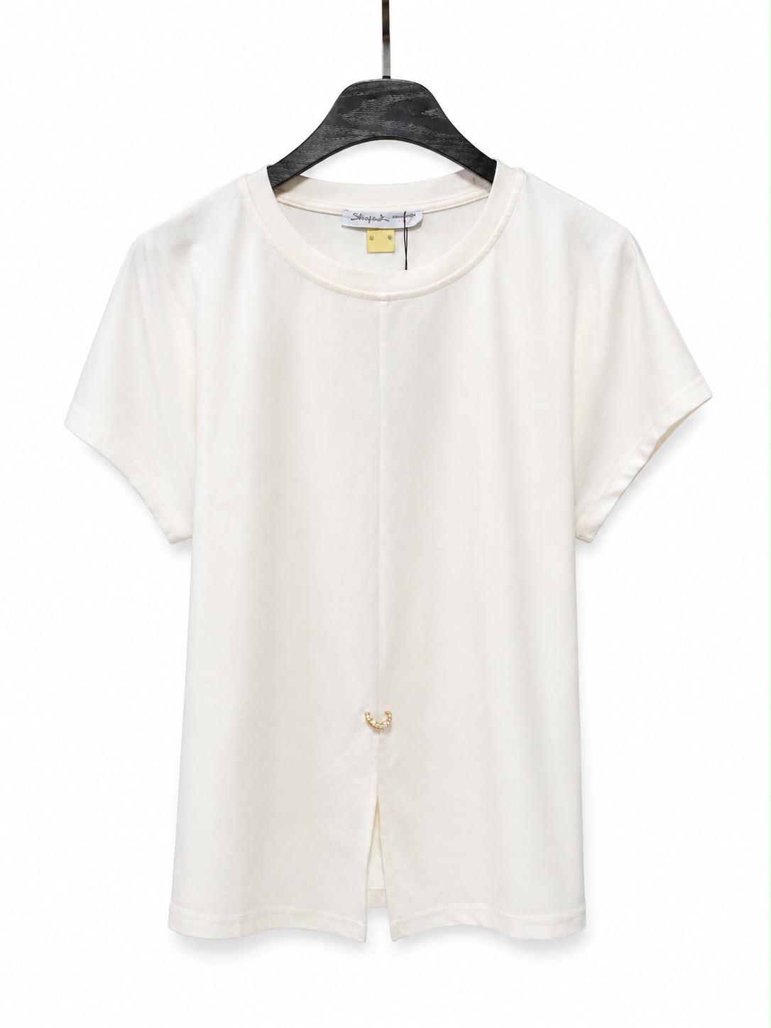 T-shirt off white front slit schiaparelli