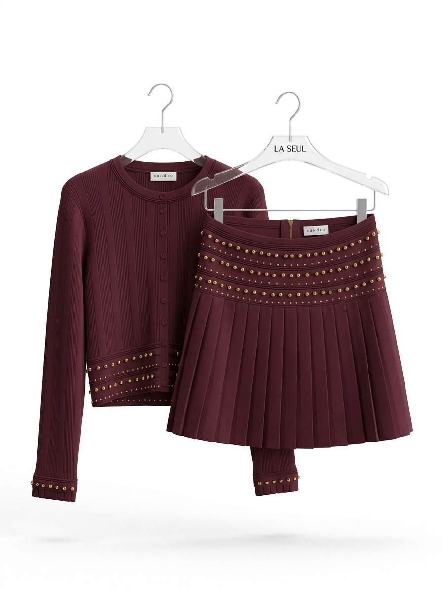 Suit skirt burgundy gold stras