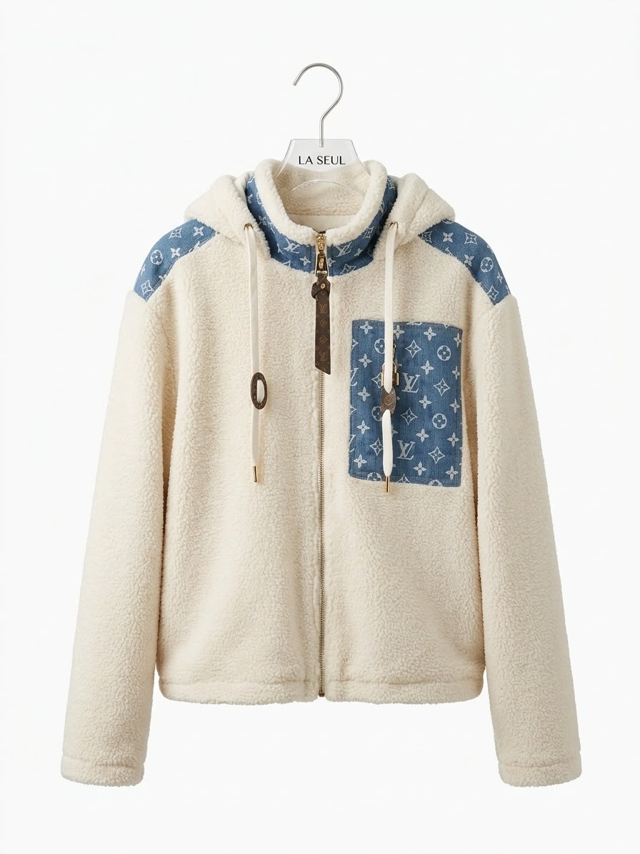 White Louis Vuitton fur jacket