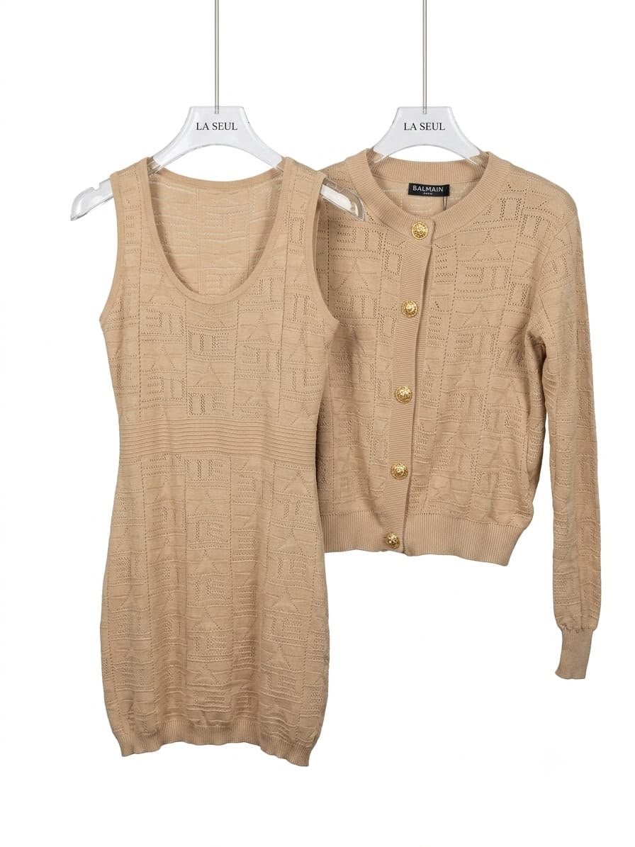 Balmain two-piece beige dress