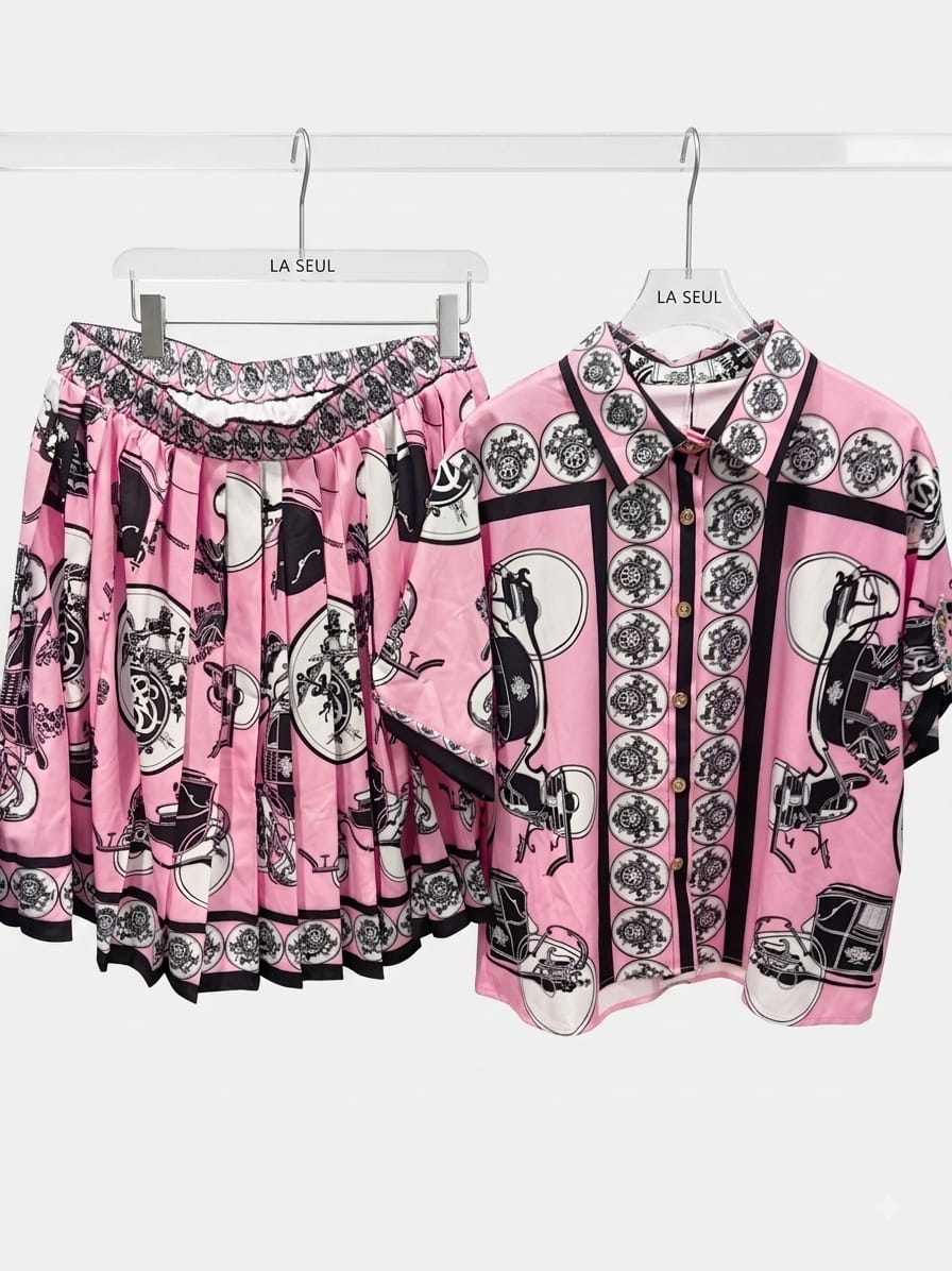 Set skirt hermes pink