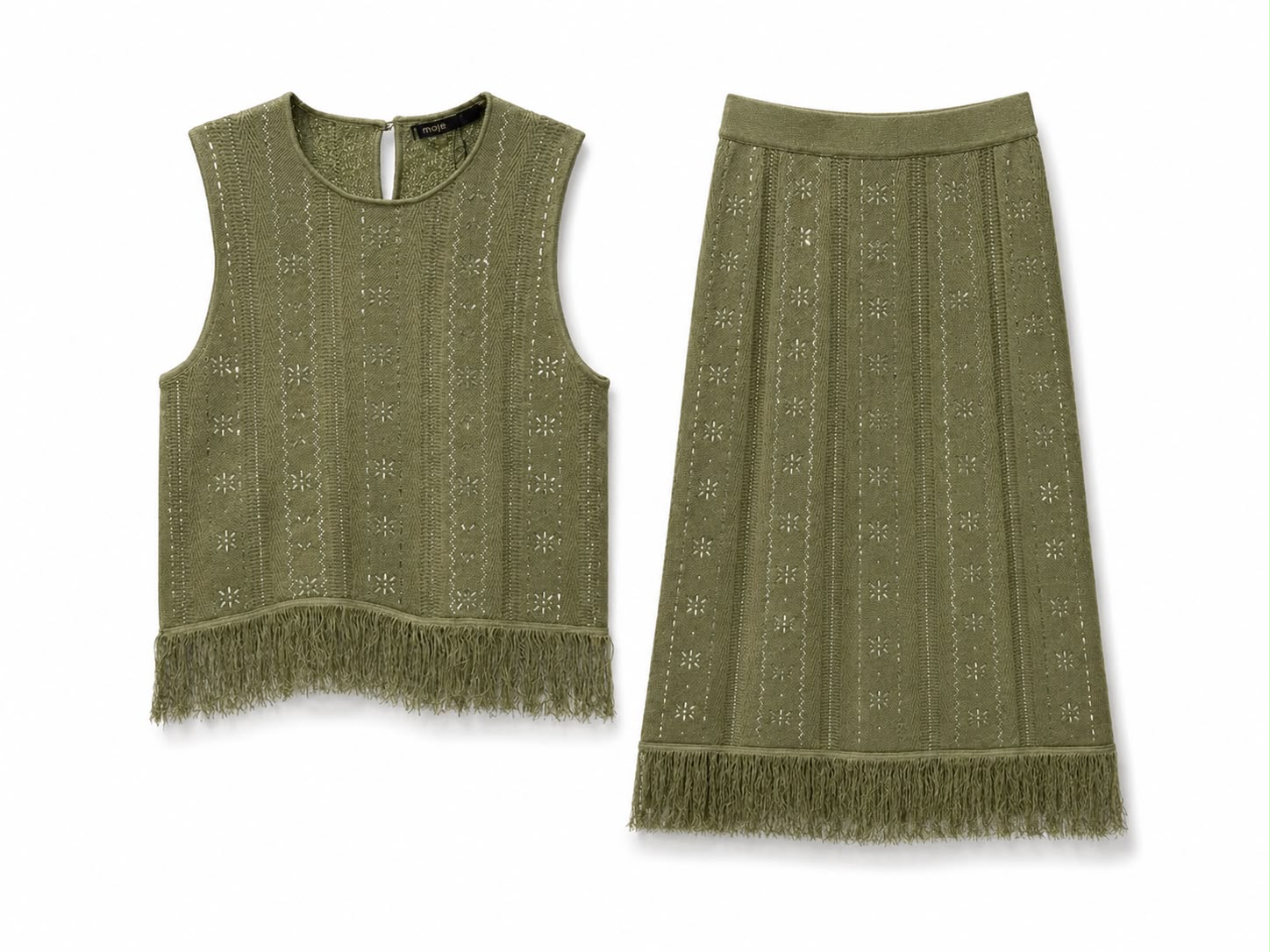 Set knit olive sequined