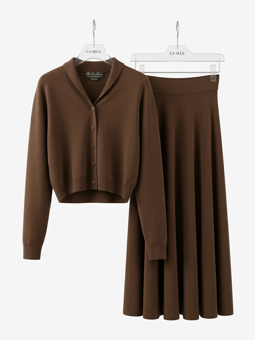 suit cardigan brown