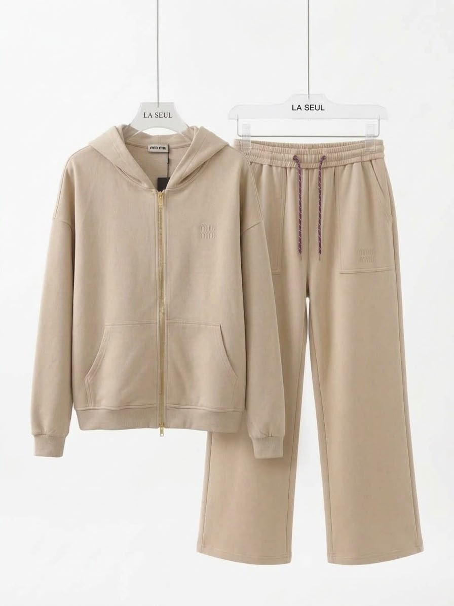 Beige Miu Miu Melton suit