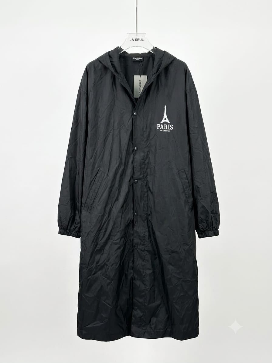 Balenciaga waterproof coat black