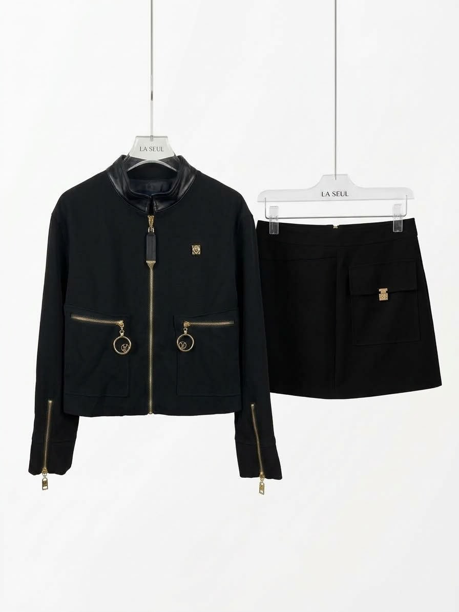 LV Suit with Black Skirt