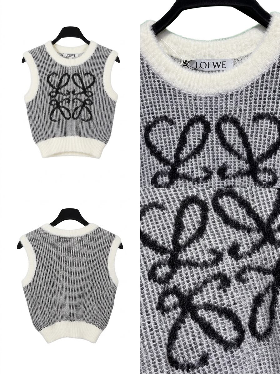 Loewe Knit Vest Grey & White
