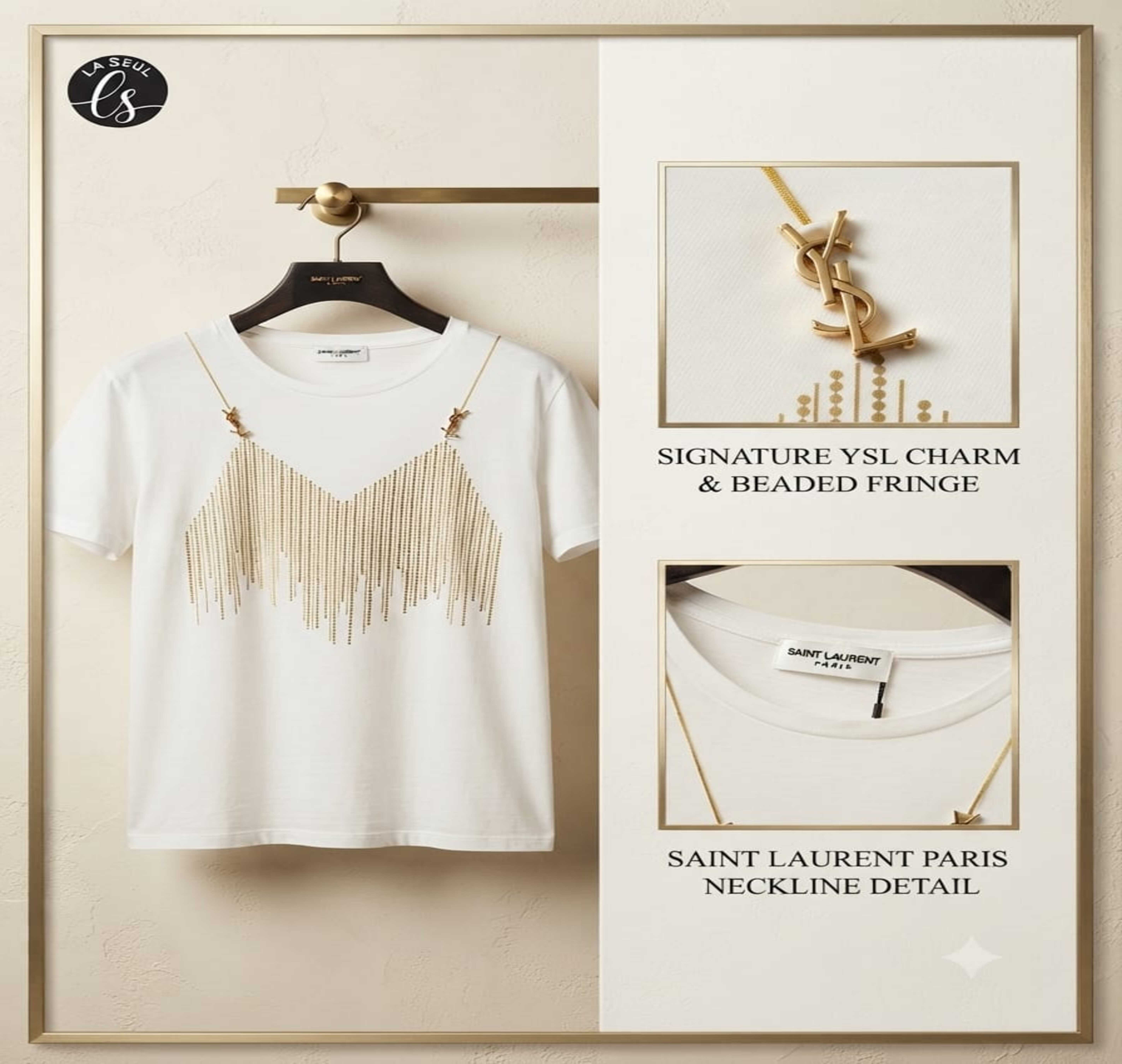 t-shirt ysl white & gold