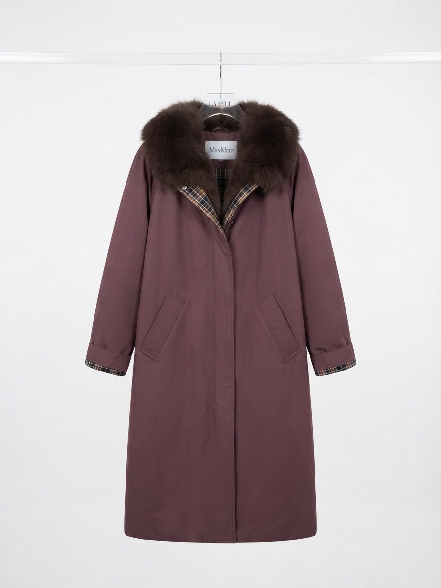Max Mara burgundy fur coat