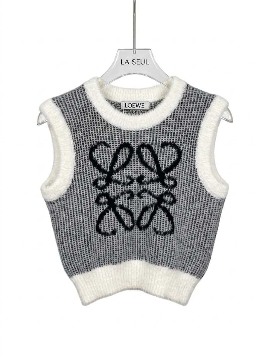 Loewe Knit Vest Grey & White - Image 2