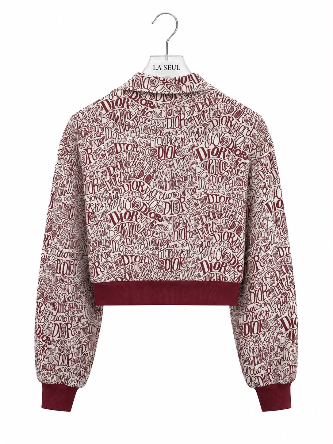 Christian Dior script logo jacket Cropped maroon and cream - Image 3