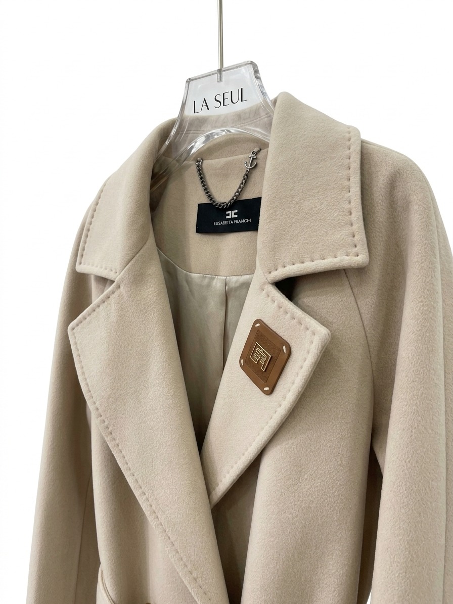 Long Coat beige With belt - Image 1
