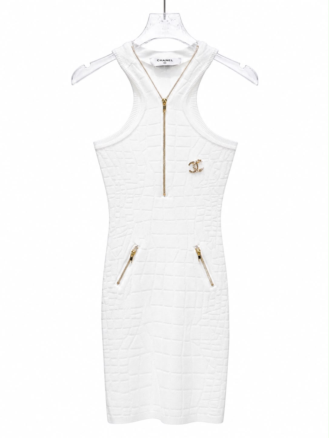 Mini dress white & gold zip chanel - Image 1