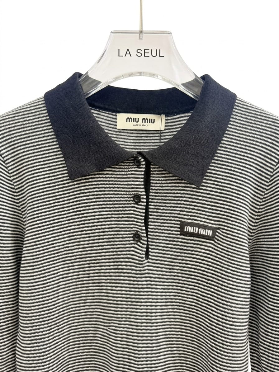 T.shirt polo grey strib  miu miu - Image 2