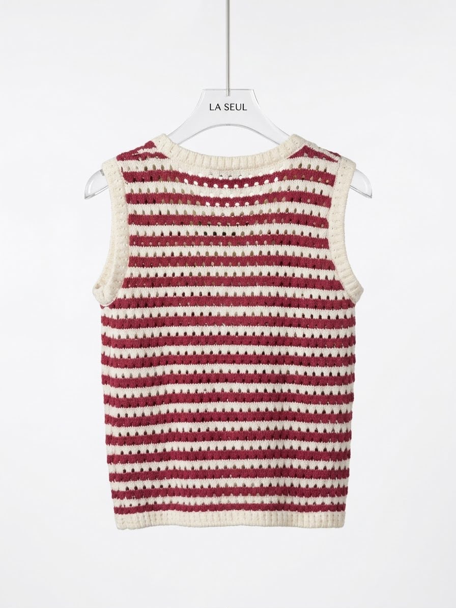 Striped cutout Chanel top Red and white - Image 1