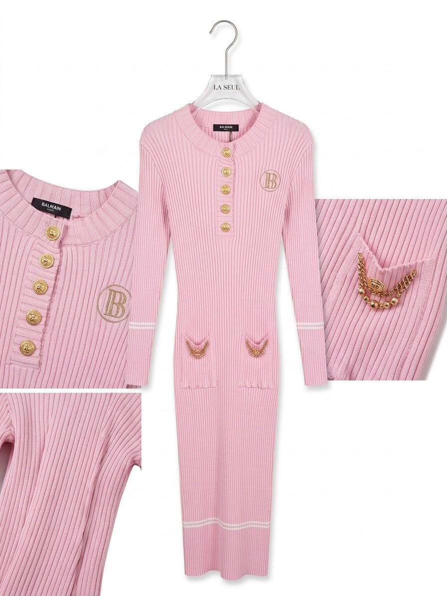 Long dress pink Balmain - Image 1