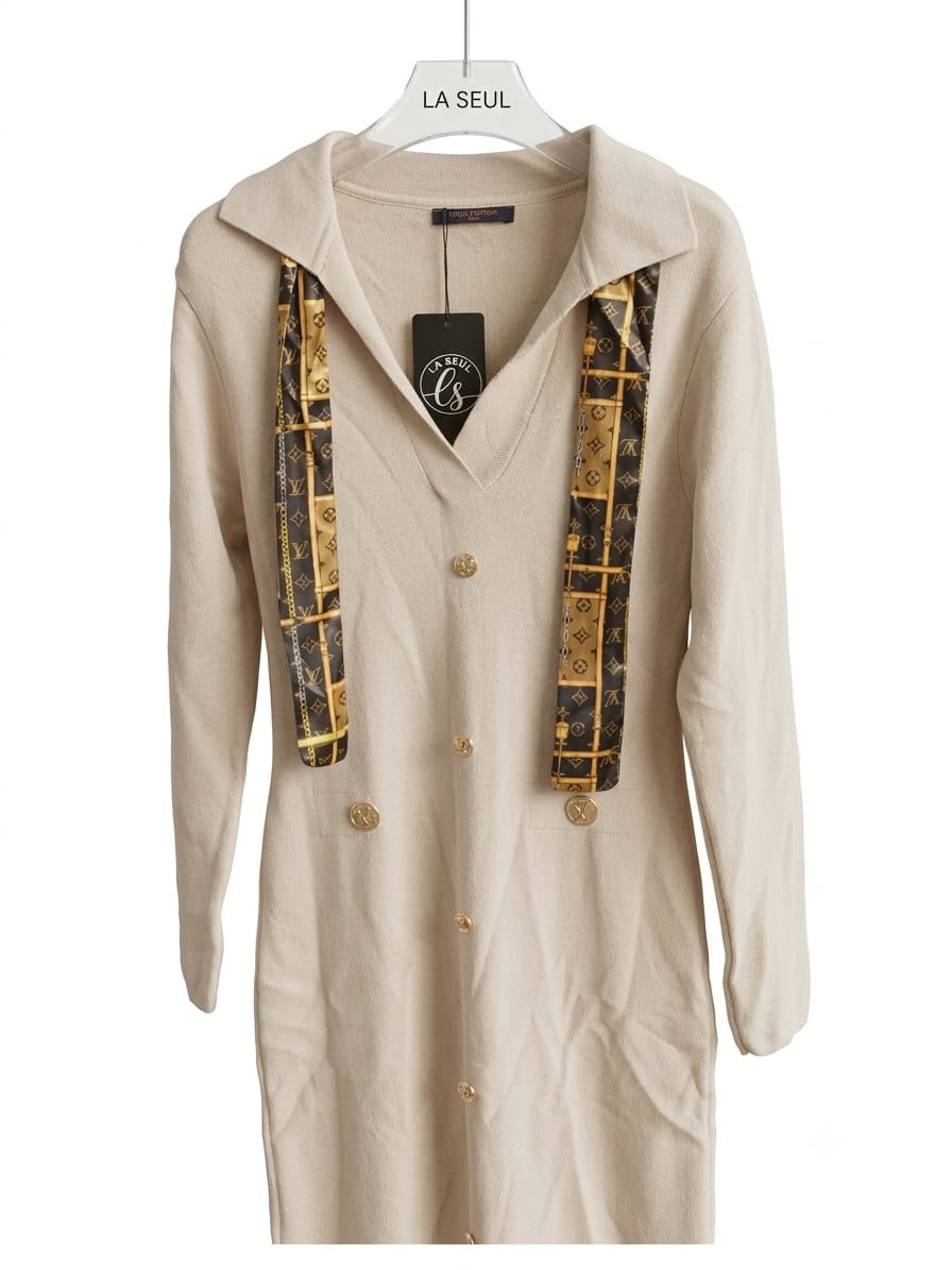 Beige Louis Vuitton dress with a tie - Image 1