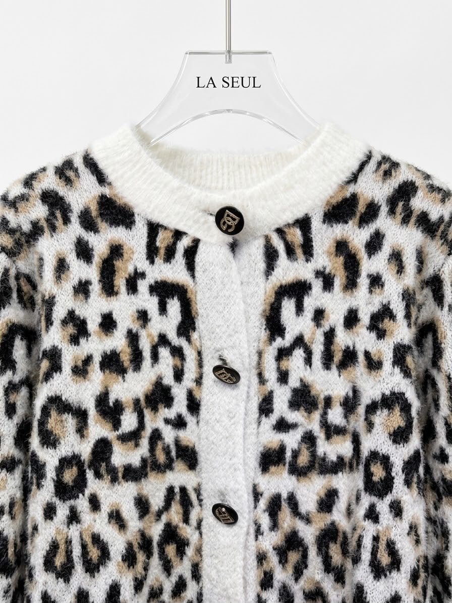 Fuzzy leopard print knit cardigan with cream  Dolce & gbanna - Image 1