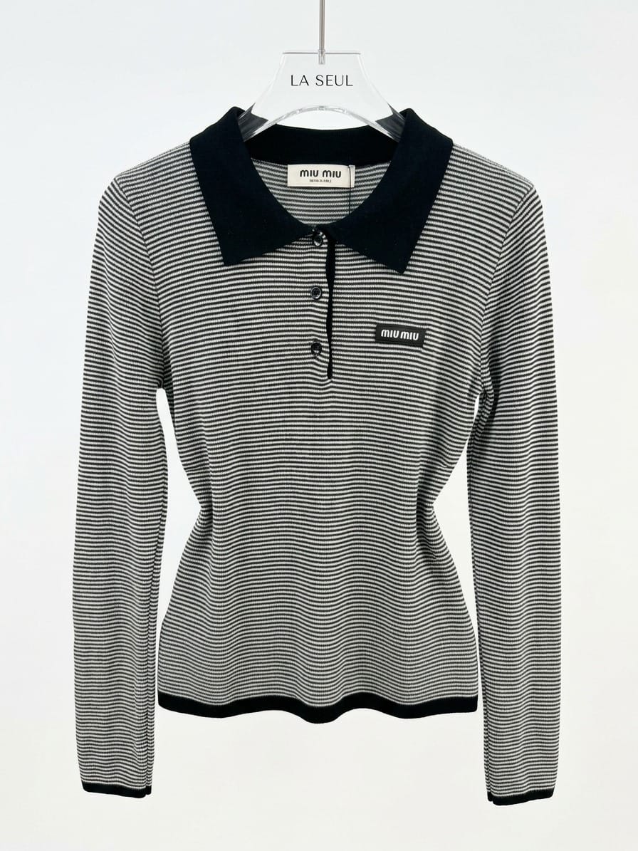 T.shirt polo grey strib  miu miu - Image 1