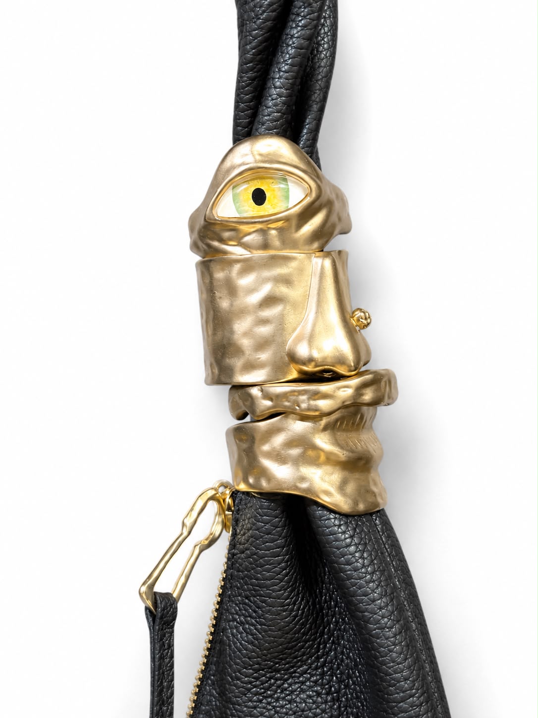 Hobo Bag black leather w/gold  schiaparelli - Image 1
