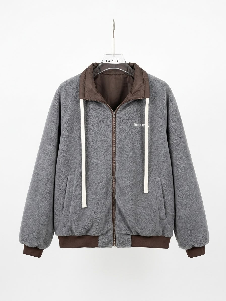 Grey and brown Miu Miu double-face jacket - Image 2
