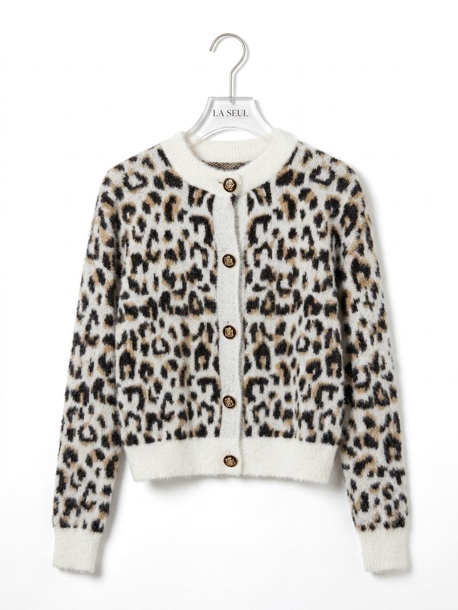 Fuzzy leopard print knit cardigan with cream  Dolce & gbanna - Image 3