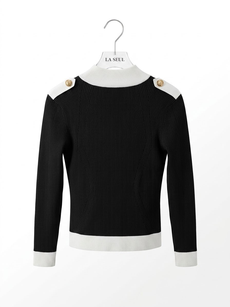 Balmain ribbed knit zip-up cardigan Black with white - Image 1
