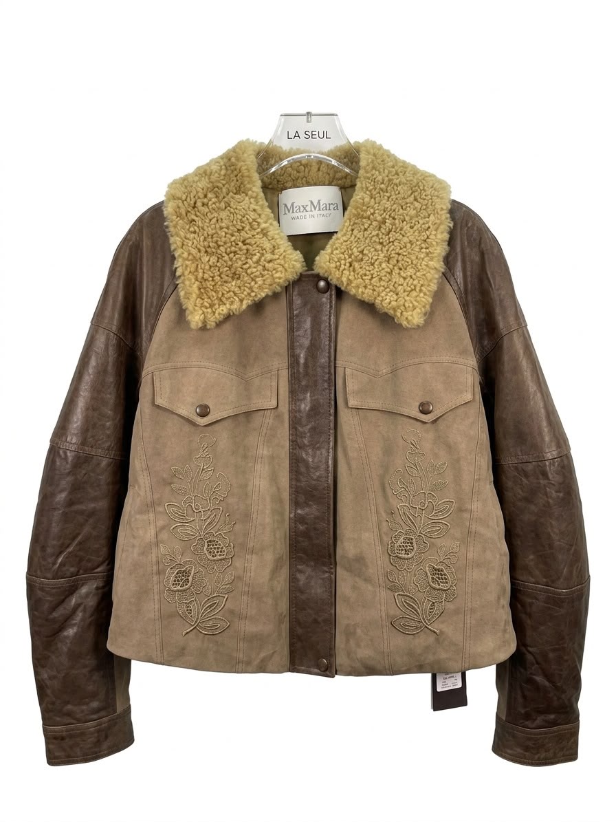 Max Mara leather jacket with fur - Image 2