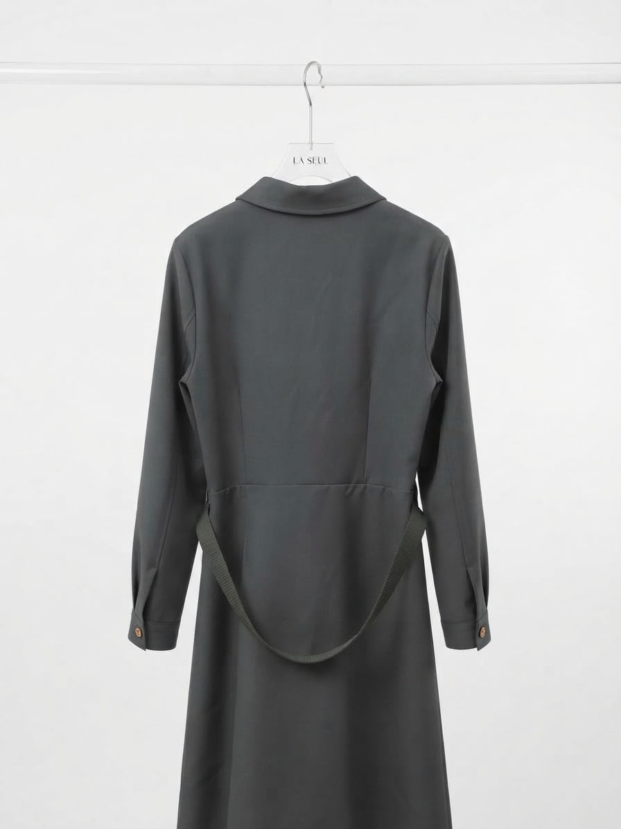 Prada long grey dress with a belt - Image 2