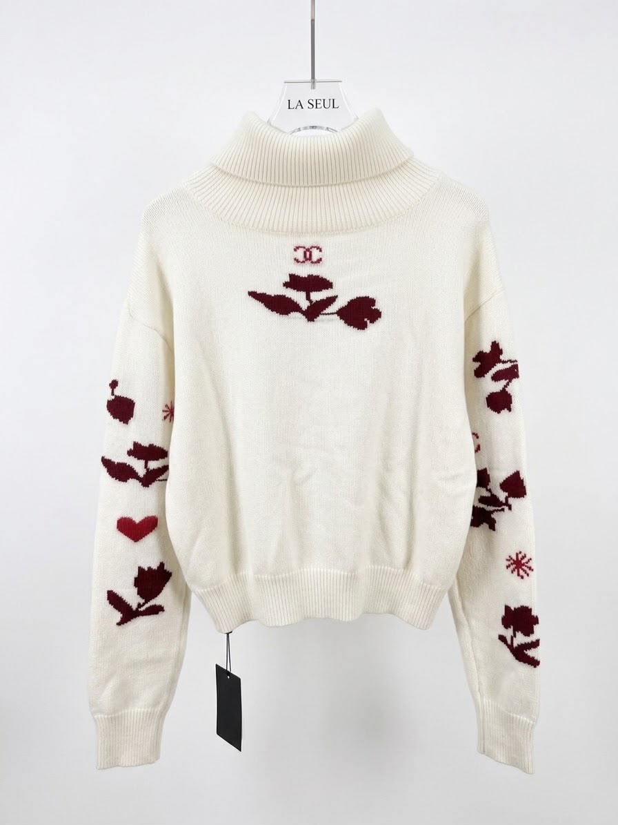 Chanel turtleneck with red print White - Image 3