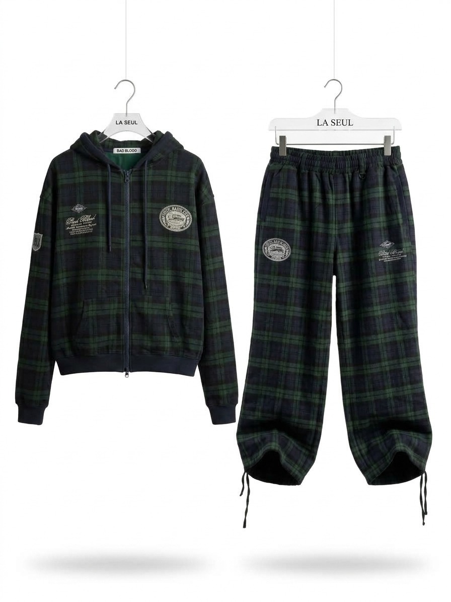 Bad Blood Plaid Suit Green& Navy - Image 2