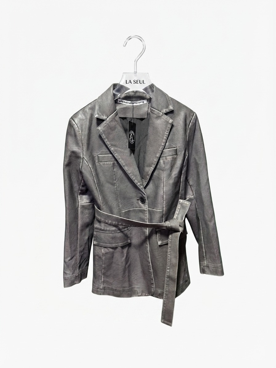 Alexander Wang grey leather laser-cut suit - Image 3