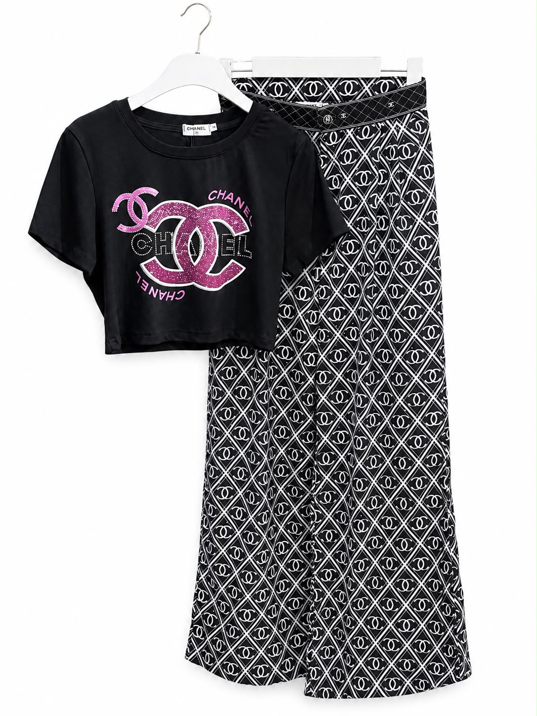T-shirt Black CHANEL stras Pink - Image 2