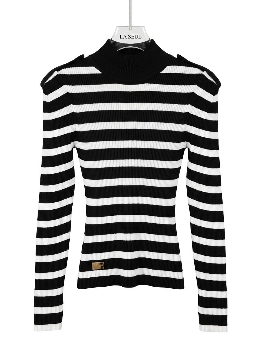 Dior Striped Knit Top Black & White - Image 2