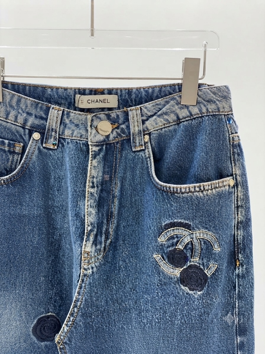 Jeans blue logo chanel flower - Image 2