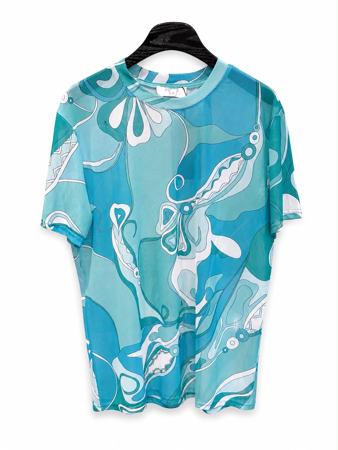 T shirt blue&white printed - Image 3