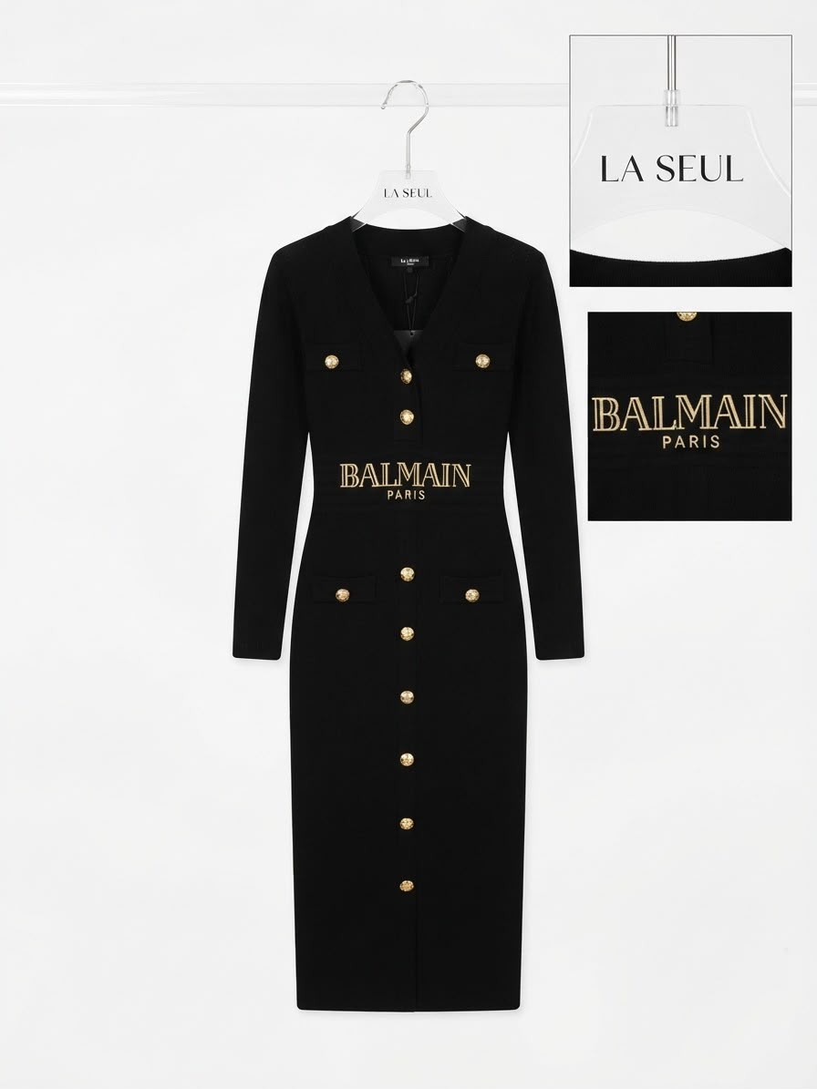 Balmain long black dress - Image 3