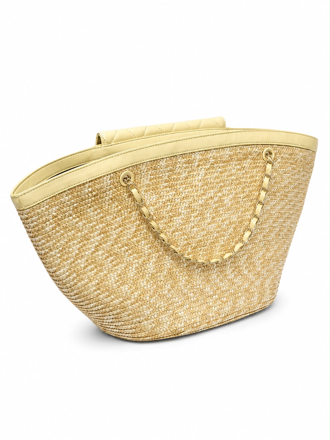 bag basket with leather biege - Image 2