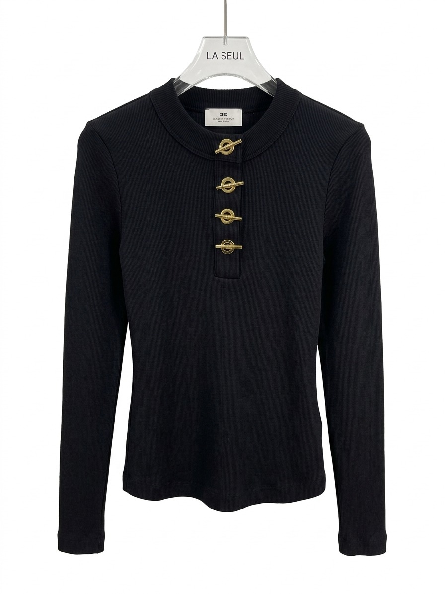 Top long selve black button - Image 1
