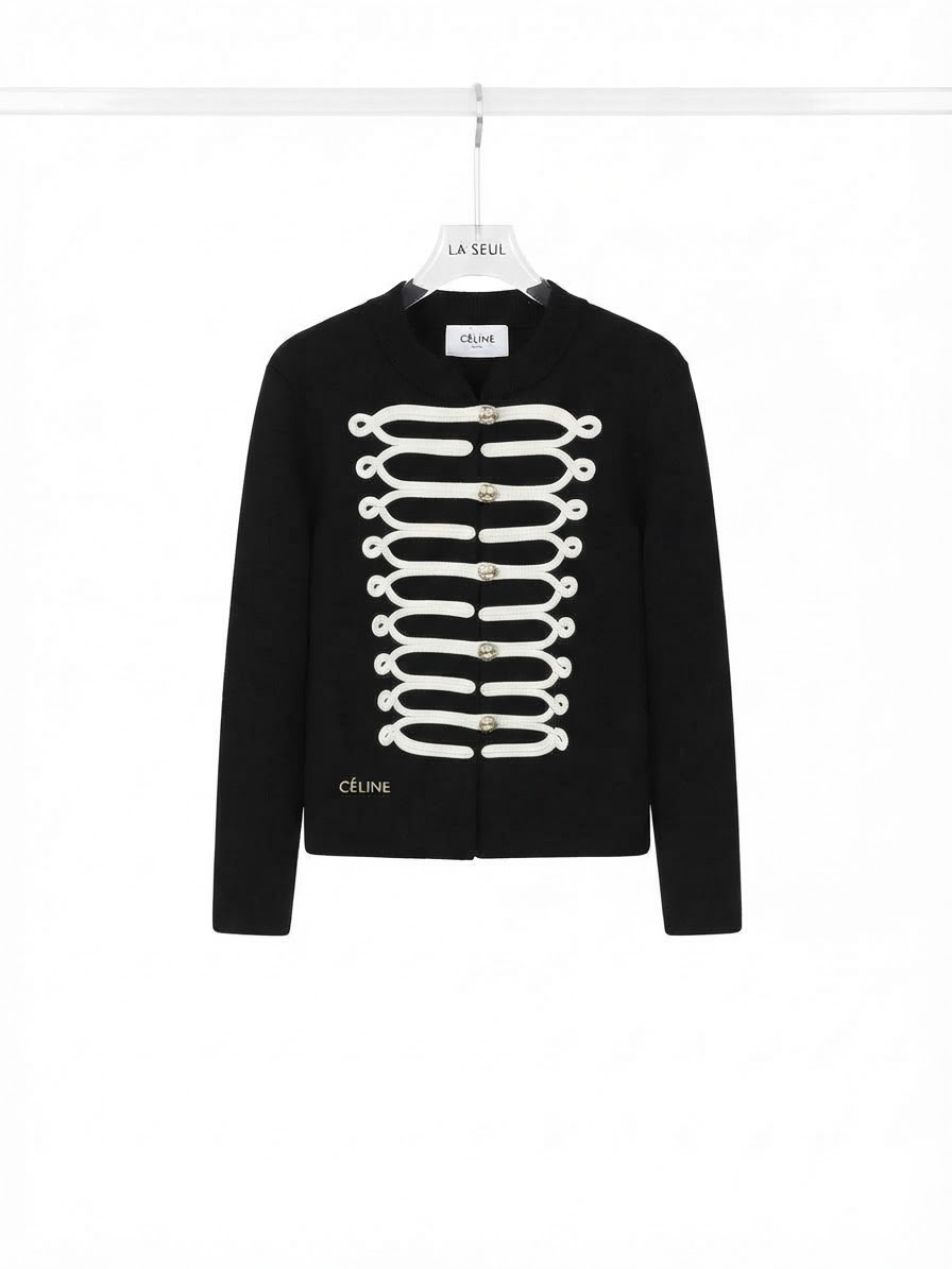 Suit knit black w-white military - Image 2