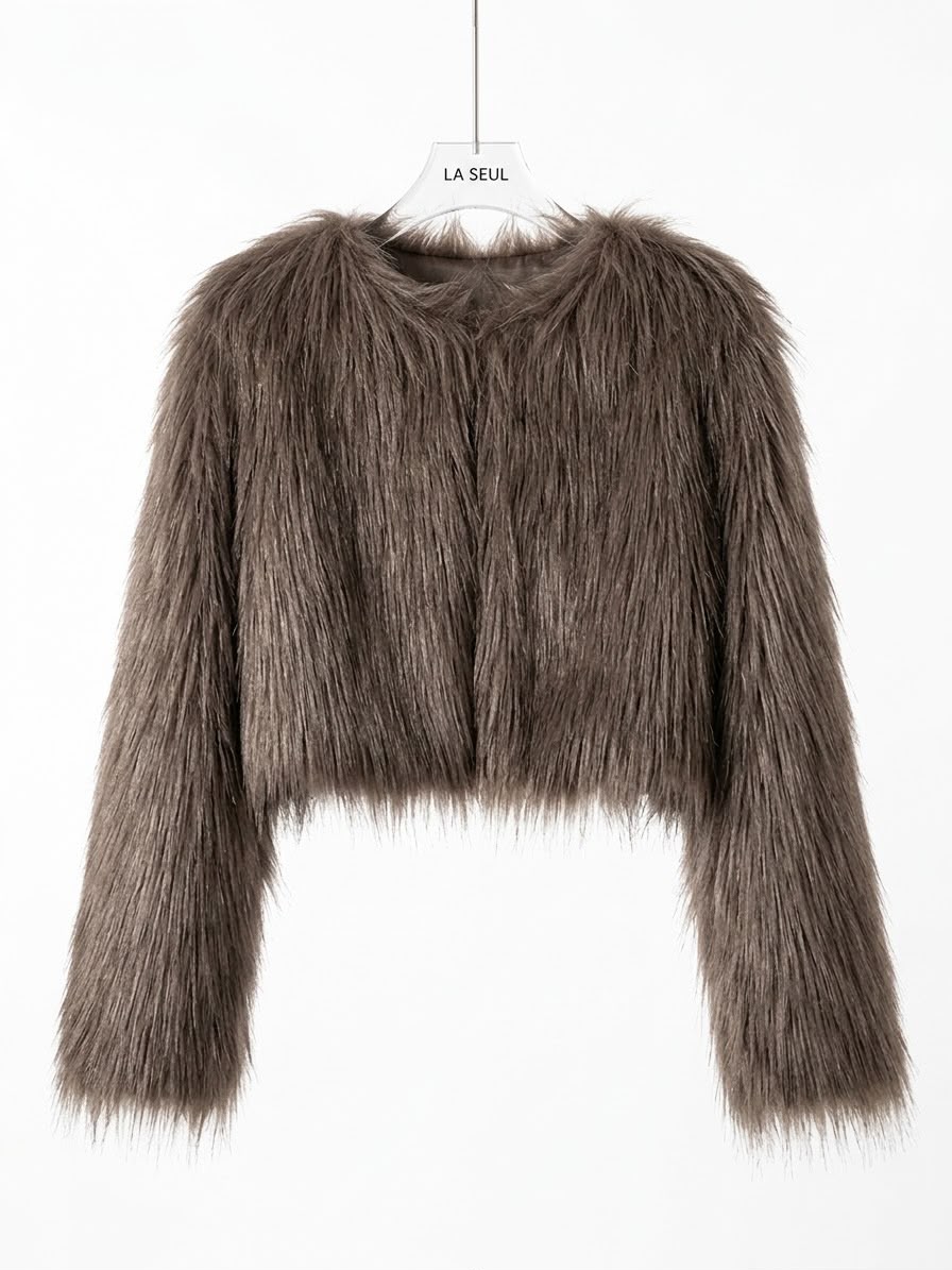 Loewe faux fur jacket Brown with Anagram logo - Image 3