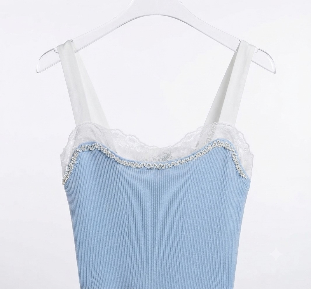Dress blue ribbed 2 sholders - Image 2