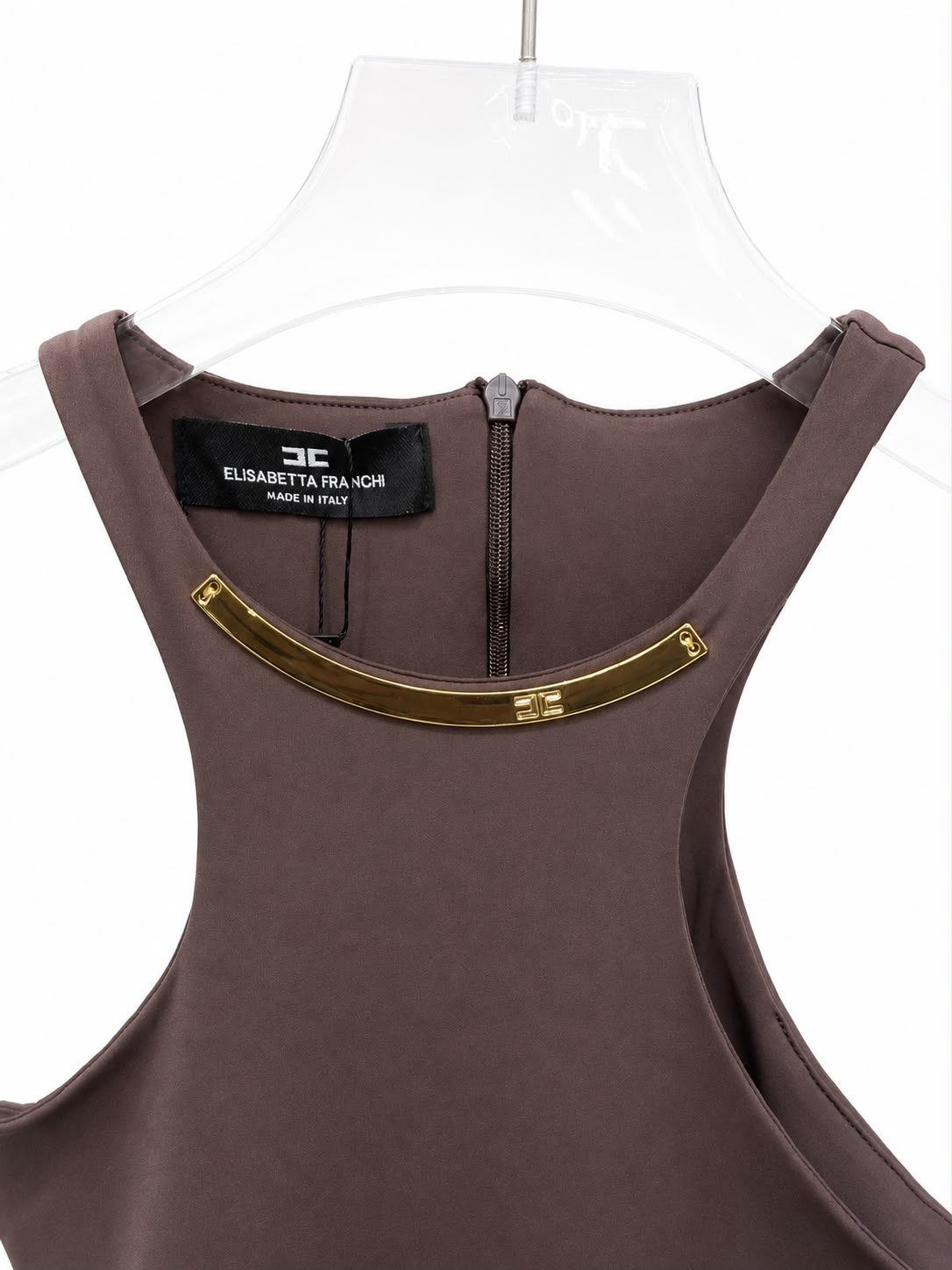Dress Elisabett brown &gold metal neck - Image 1