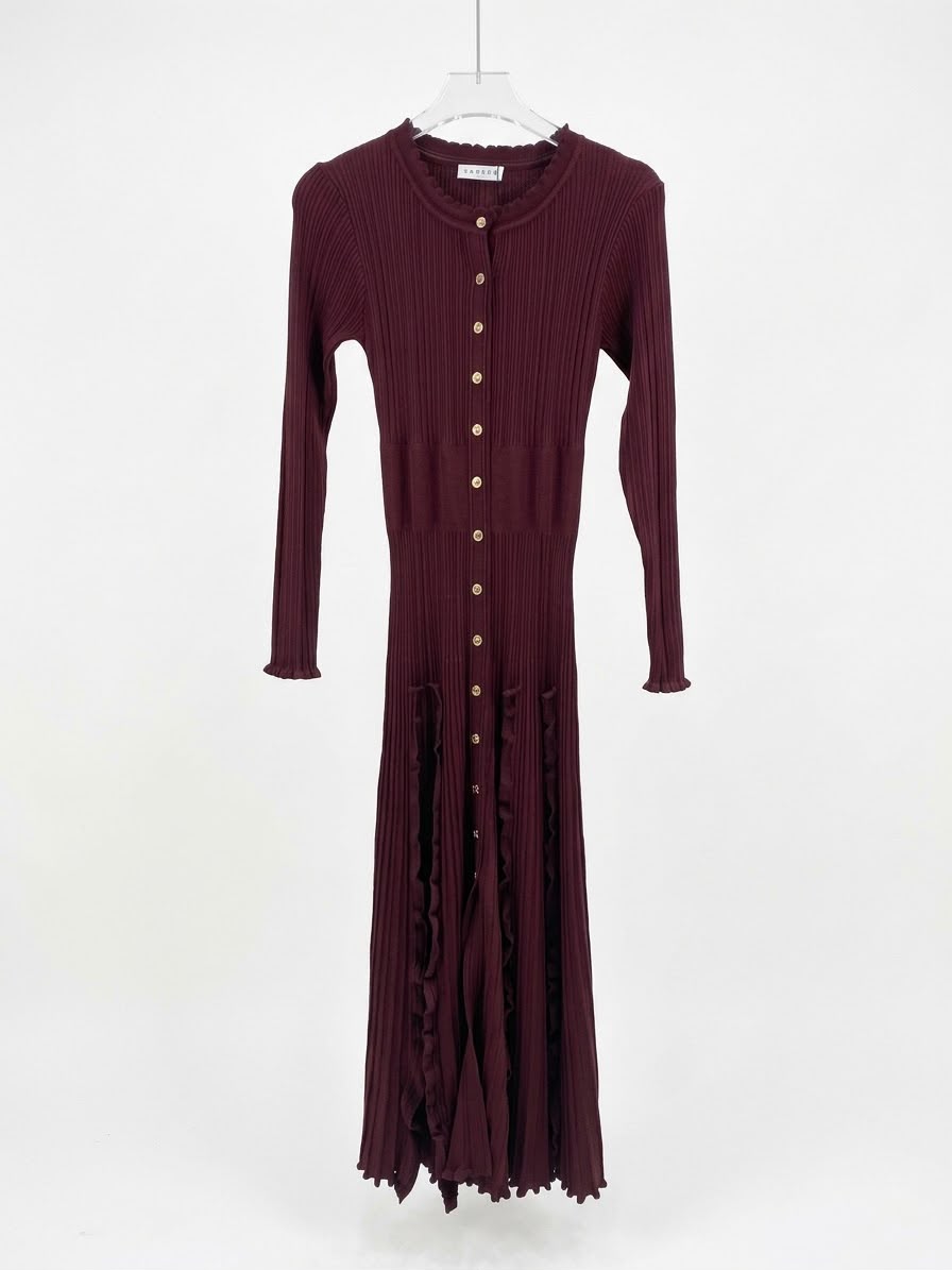Dress fitted burgundy - Image 1